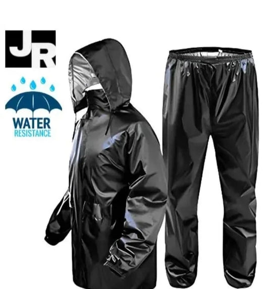 Polyester Solid Rainsuit for Men (Black, XL)